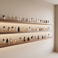 Étagère flottante pour magasins de parfums avec éclairage encastré, connexion filaire, étagères murales en bois de luxe pour usage commercial