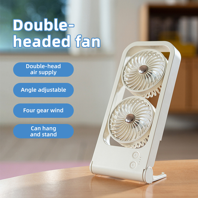 2026 New Dual Head Desktop Fan Double Heads Personal Table Cooling Fan for for Shared Use Desktop Fan for Office Bedroom