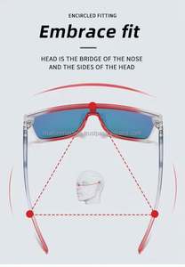 Lunettes de soleil futuristes personnalisées de la série Elegent fabriquées en Chine avec des verres TAC et un cadre en PC, protection UV400, couleurs rouge/bleu/rose - Product Image 4