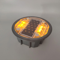 Borne solaire LED ronde encastrée en aluminium, réfléchissante, à énergie solaire, type œil de chat, pour marquage de chaussée, clignotante et nivelée