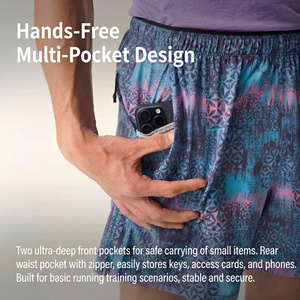 Shorts de randonnée et de trail pour hommes, légers, à séchage rapide, imprimés, rouge rouille, <span class=keywords><strong>bleu</strong></span> <span class=keywords><strong>atoll</strong></span> - Product Image 5