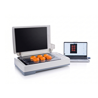 Apparatuur voor het analyseren van de kleur van fruit- en meloenvlees in dwarsdoorsneden, voor het analyseren van dwarsdoorsneden van watermeloenen en Hami-meloenen.