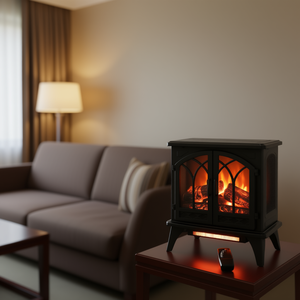 Estufa Eléctrica de Cuarzo con Infrarrojos, Chimenea de 24 Pulgadas con Llama 3D, Termostato Ajustable, Uso en Hoteles, 1500W, Independiente - Product Image 2