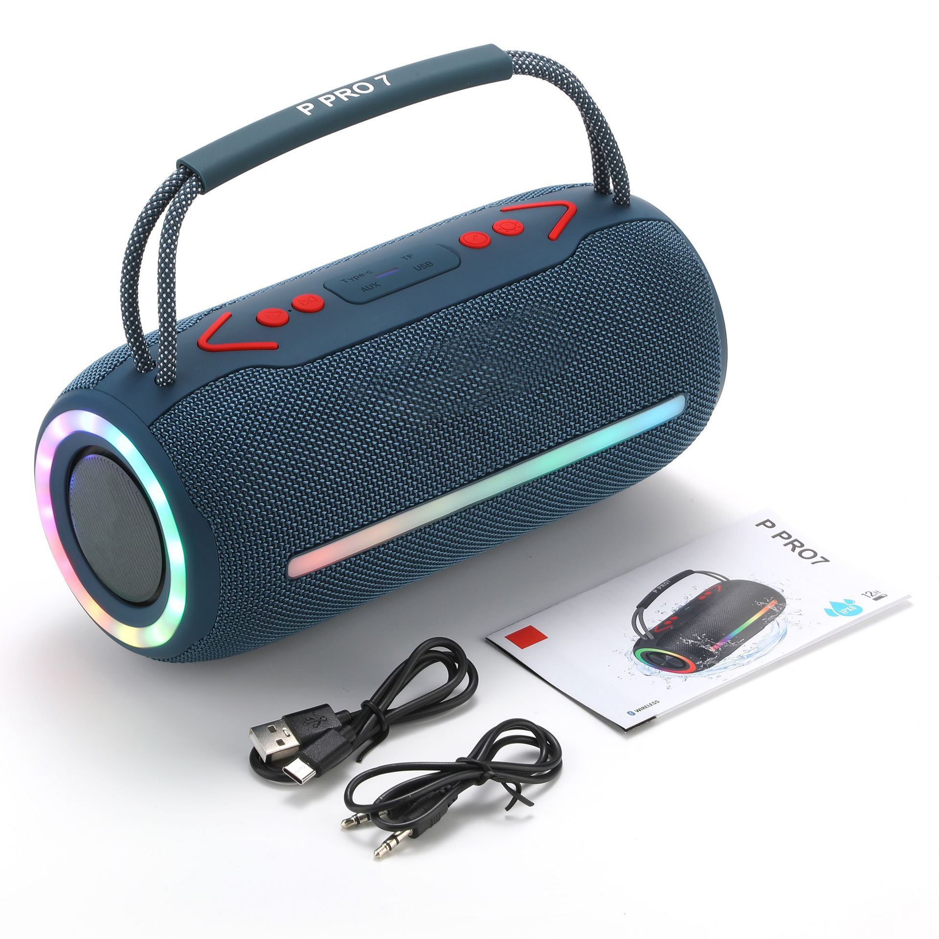 P PRO7  Speaker Colorful Light, Dual Drivers, Portable Outdoor Bass  Speaker · image 6