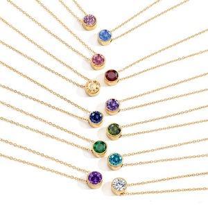 Nuevo diseño, collar de cadena de acero inoxidable chapado en oro, collares y colgantes de piedra natal multicolor, joyería al por mayor - Product Image 2