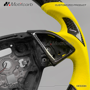 Volante de Fibra de Carbono LED Personalizado con Empuñaduras de Cuero Amarillo para Chevrolet Camaro ZL1 1LE 1SS 2SS Coupé 2016-2026 - Product Image 4