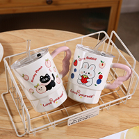 Taza de Café de Cerámica Creativa, Apta para Lavavajillas, con Pajita, Linda Taza para Agua, Adecuada para Uso en el Hogar y la Oficina