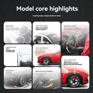 Diecast Mô hình xe 1:24 tỷ lệ với âm thanh và ánh sáng pullback cửa mở trang trí trang trí kim loại xe SUV Xe mô hình đồ chơi - Product Image 3