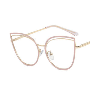 Nouvelle <span class=keywords><strong>monture</strong></span> de lunettes rétro pour femme, style œil de chat, en métal, anti-lumière bleue, tendance, pour le bureau - Product Image 2