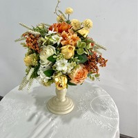 Arrangement floral de mariage unique de 30 cm, pêche et bleu, centre de table, boule de fleurs pour la décoration de réception, rose en soie FANCY, nouveauté