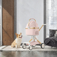 Poussette pliable pour petits animaux de compagnie (chats et chiens) en alliage d'aluminium, 4 roues, réglable, étanche, classique/tendance, vente en gros BNDC
