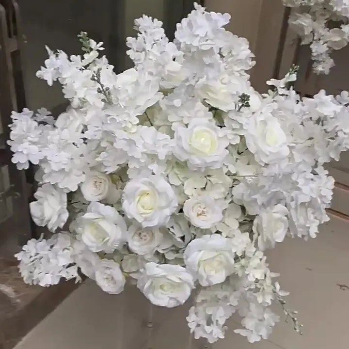 웨딩 테이블 장식용 70cm 크림 화이트 로즈 벚꽃 꽃 공