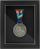 Présentoir de médailles noir 2-en-1 avec tapis pour photos et médailles ou grand support de médailles de table mural – Cadeau pour gagnant de triathlon