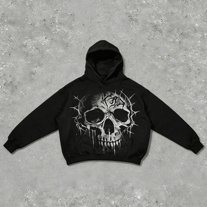 <span class=keywords><strong>Felpa</strong></span> Oversize con Stampa Teschio Gotico Personalizzata di Alta Qualità - 100% Cotone, Streetwear da Uomo - Product Image 2