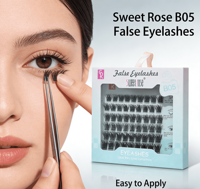 SWEET ROSE - Ensemble de faux cils synthétiques de qualité supérieure, faits à la main, bande en coton noir, cils volumineux et naturels, effet 3D