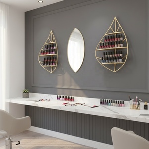 Estante de lujo ligero con forma de rombo para esmaltes de uñas, combinación de estantes triangulares decorativos flotantes para exhibición en salones de belleza y spa de uñas. - Product Image 2