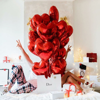10 pièces 18 pouces Rose or rouge Rose amour coeur feuille hélium ballons saint-valentin mariage fête d'anniversaire ballons