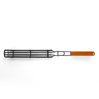 Panier de barbecue portable WELAND en fil de fer antiadhésif avec poignée en bois pour barbecue, cuisine et brochettes