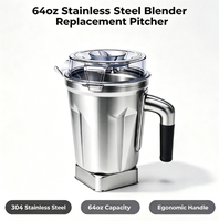 Carafe de remplacement pour blender en acier inoxydable de 64 oz, compatible avec la série Ascent, convient aux modèles 5200, 5000, 6300, VM0103, VM0197, E310, A2500