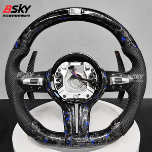 عجلة قيادة رياضية <span class=keywords><strong>M</strong></span> مع إضاءة LED من ألياف الكربون المطروقة باللون الأزرق لسيارات BMW F10 F15 F20 F22 F30 F32 F36 M4 F82 M3 F80 E87 E90 E92 E60 - Product Image 1