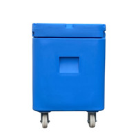 Glacière isotherme rotomoulée en PE de 330 L, grande capacité, moderne, durable, avec logo personnalisé, pour aliments et glace sèche, avec chariot de transport