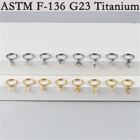 Anneaux clicker segmentés pour cartilage d'oreille en titane G23 électroplaqué avec zircon, pour femme, par Getta
