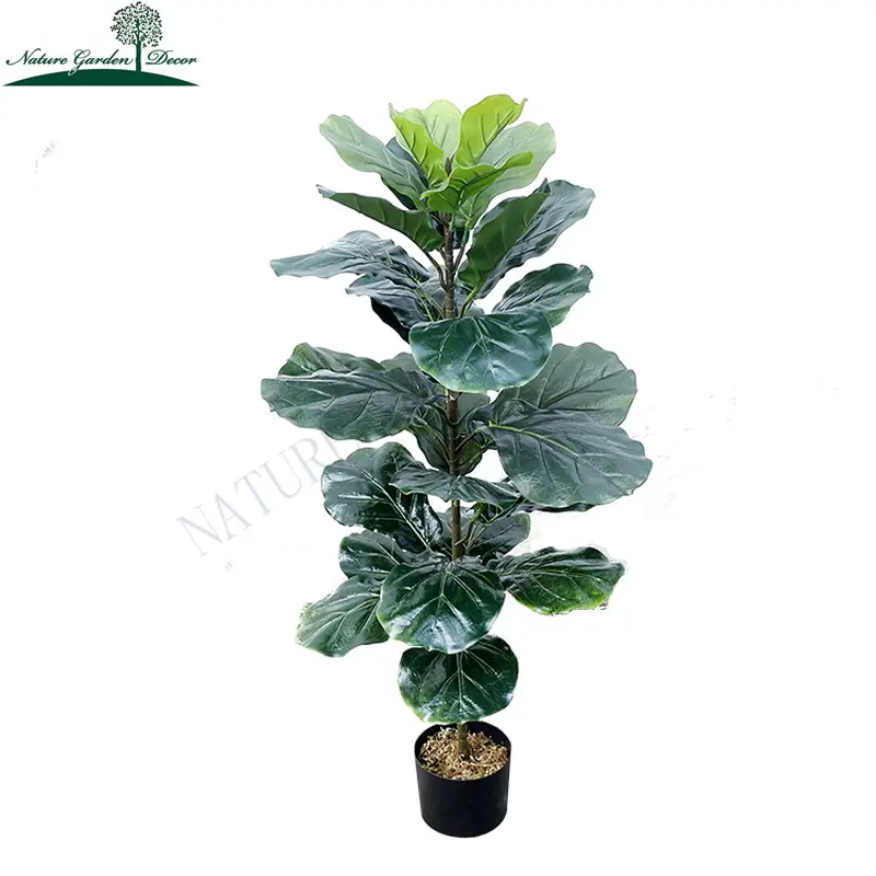 Cheap Fake Green Floor Plants Faux Fiddle Leaf Fig Tree Bonsai Greenery Artificial Mini Plant