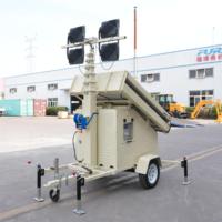 NOUVEAU Produit Tour d'éclairage solaire mobile à levage manuel Mât télescopique de 9m Remorque d'éclairage à énergie solaire pour chantier de construction