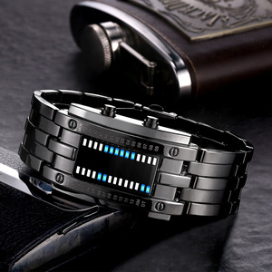 <span class=keywords><strong>Reloj</strong></span> de Pulsera Deportivo Digital LED con Fecha para Parejas, de Acero Inoxidable Negro, Tecnología Futura, para Hombre y Mujer - Product Image 2