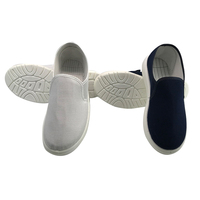 Sepatu Kanvas Anti-Slip, Dapat Dicuci, Dapat Digunakan Kembali, Sol PU, Biru Tua Putih, Anti-Statis ESD untuk Wanita dan Pria