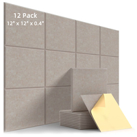 Lot de 12 panneaux acoustiques autocollants de 12x12 pouces, parfaits pour les appartements locatifs où aucune fixation murale n'est possible.