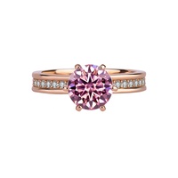 Cincin pertunangan wanita perak Sterling 925 mewah klasik, cincin pertunangan 2 karat warna D VVS berlian Moissanite dengan emas mawar