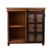 Armoire en bois de style antique européen pour salon, avec 4 tiroirs et porte à panneau plat - Couleur marron