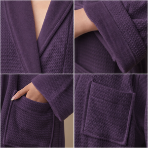 Couple Bathrobe Shawl Collar Two Sided purple Snug Machine Washable for Travel and Retail <strong>Men</strong> Belted <strong>Dressing</strong> <strong>Gown</strong> - Product Image 2