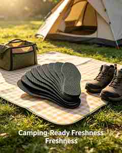 Semelles de chaussures jetables respirantes en charbon de bambou noir, absorbant la transpiration, remplaçables pour la randonnée et les activités de plein air - Product Image 5