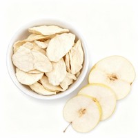 Diepvriesgedroogde perenplakjes, rijk aan vezels en vitaminen, voor de productie van producten voor de spijsvertering en welzijn.