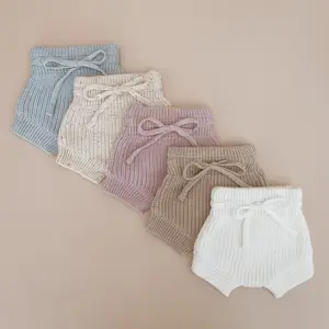 Benutzer definierte Logo Kleidung Pure Color Baby Baumwolle Bloomer Hosen für Neugeborene Kinder