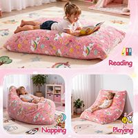 Housse de fauteuil pouf pour enfants en fausse fourrure douce à motif imprimé, amovible, sans rembourrage, pour salle de jeux, garderie, chambre à coucher