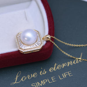 Collar con Colgante de Perla Redonda Blanca de Agua Dulce de 11-12 mm, con Luz Intensa, Delicado, con Estilo de Hoja de Plata S925, Collar con Colgante Fino - Product Image 3