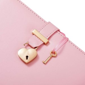 Cubierta de bloqueo en forma de corazón A5, cuaderno secreto, diario con llave, corazón, bolígrafo de diamante, cuero de PU, tapa dura, rosa, Gua, termo PU - Product Image 2
