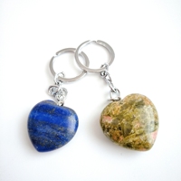 Porte-clés HZ avec pendentif en cristal, pierre précieuse améthyste en forme de cœur, alliage