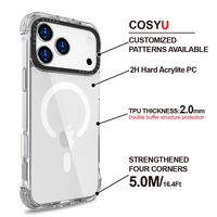 Coque de téléphone rigide de luxe transparente avec support invisible pour iPhone 17 Air Pro Max Plus empêche le jaunissement