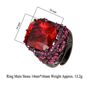 High Quality Eco-friendly Copper 14*16mm Red Corundum Zircon Gemstone <b>Rings</b> 18K Gold Plated Adjustable Geometric Prong <b>Set</b> Oval - Product Image 4