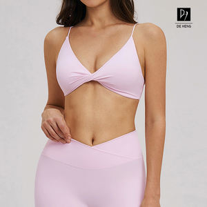 Soutien-gorge de sport à col en V et <span class=keywords><strong>dos</strong></span> croisé, à fines bretelles, idéal pour le yoga, les exercices sportifs et le fitness - Product Image 2