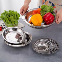 Assiette Ronde en Acier Inoxydable 12-28CM pour Servir la Nourriture, les Déjeuners, les Légumes - Plateau Métallique Durable