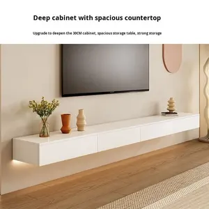 Meuble <span class=keywords><strong>TV</strong></span> mural élégant personnalisé Dareko, étagère flottante pour médias avec tiroirs à fermeture douce, rangement de luxe pour salon - Product Image 2