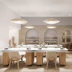 Diseño Interior de Salón de Uñas de Alta Gama, Estación Personalizada, Mostrador de Madera para Peluquería, Decoración Moderna para Salón de Belleza - Product Image 1