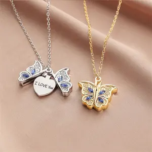 Trendy Cute Animal Butterfly I Love You Jewelry For Women Pendants Necklaces