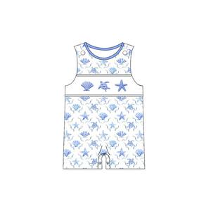 Précommande MOQ 5 Trendyism Boutique Vêtements pour bébés filles et garçons, imprimés de vacances, en Spandex doux/Coton biologique, motifs coquillages, tortues, étoiles de mer, pour frères et sœurs - Product Image 6