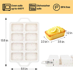 Moule à pâtisserie rectangulaire 8 cavités MUYULINS Factory, qualité platine LFGB, antiadhésif, sans BPA, en silicone, pour gâteaux et muffins. - Product Image 5